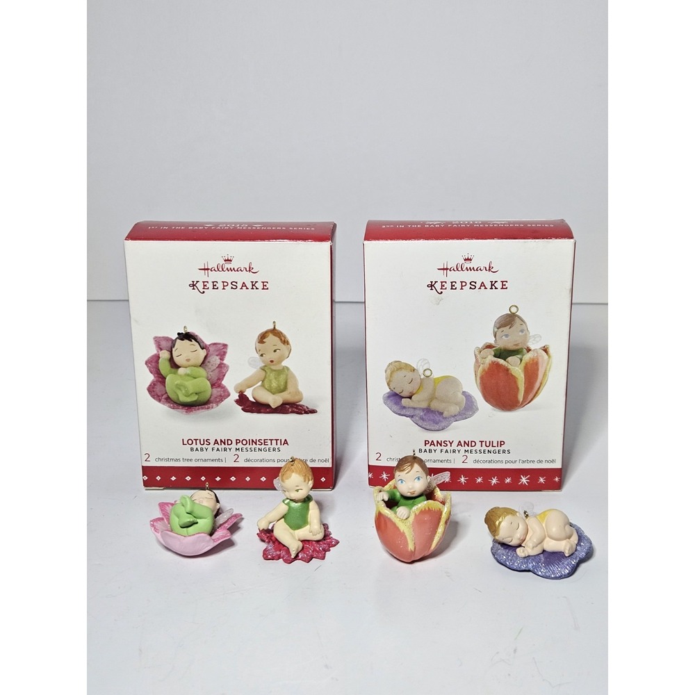 Hallmark Keepsake Baby Fairy Messengers Ornaments Lot 2015 Lotus 2016 Pansy